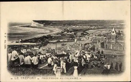 Ak Le Treport Seine Maritime, Procession au Calvaire