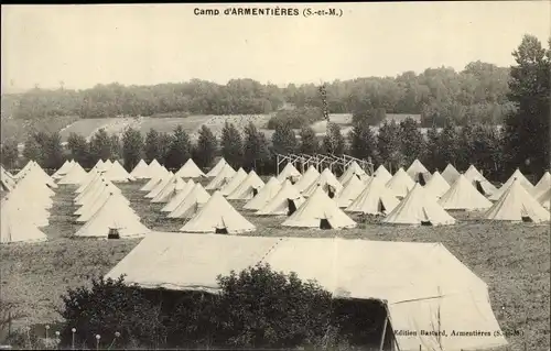 Ak Seine et Marne, Camp d'Armentières, Zeltlager