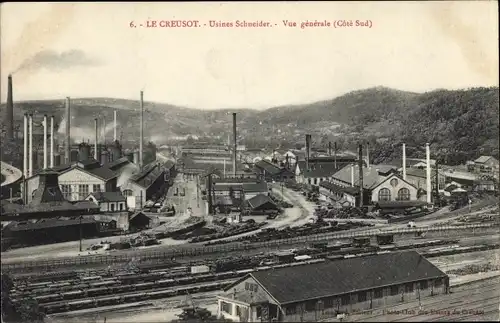 Ak Le Creusot Saône et Loire, Usines Schneider, Vue générale