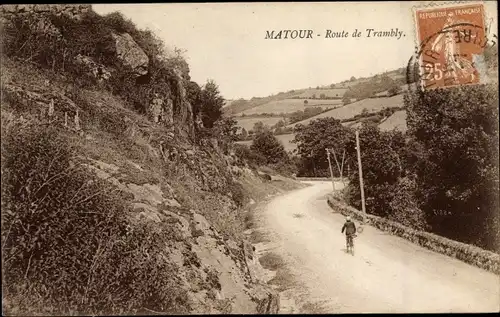 Ak Matour Saône et Loire, Route de Trambly