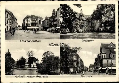 Ak Moers am Niederrhein, Platz der Wachau, Schlosshof, Am Wall am alten Brauhaus, Steinstraße