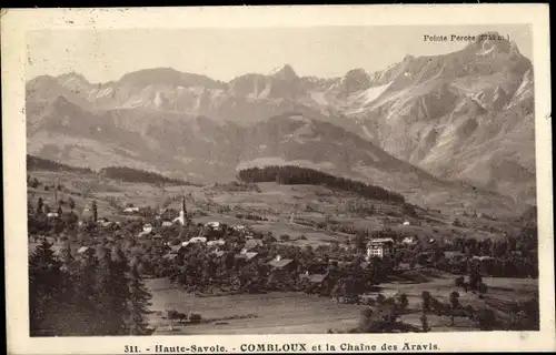 Ak Combloux Haute Savoie, Vue Générale et la Chaîne des Aravis