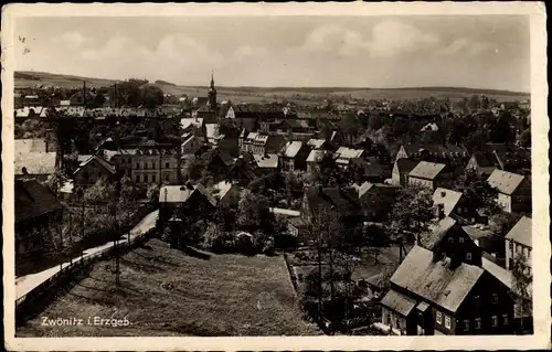 Ak Zwönitz im Erzgebirge Sachsen, Totalansicht der Ortschaft