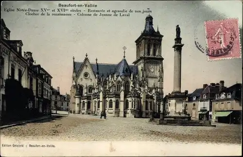 Ak Beaufort en Vallee Maine et Loire, Eglise Notre Dame, Clocher de la renaissance