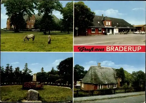 Ak Braderup in Schleswig Holstein, Ortsansichten, Handlung, Denkmal