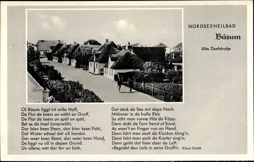 Gedicht Ak Nordseebad Büsum, Alte Dorfstraße, Gedicht von Klaus Groth