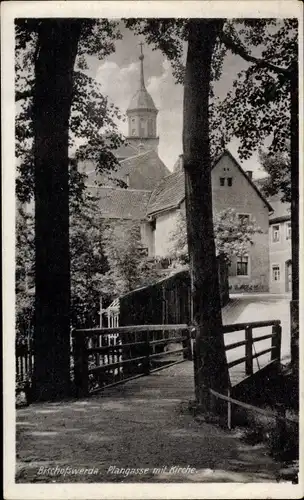 Ak Bischofswerda in Sachsen, Plangasse, Kirche