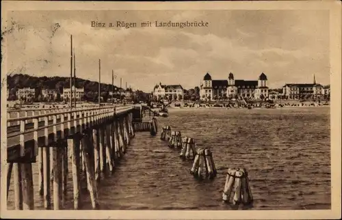 Ak Seebad Binz auf Rügen, Landungsbrücke