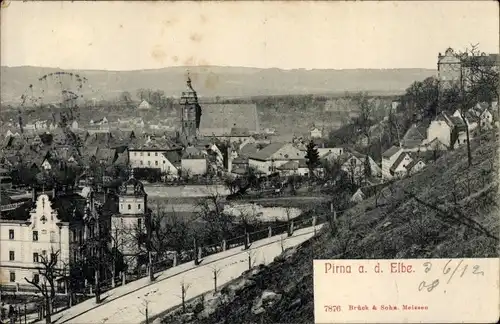 Ak Pirna an der Elbe, Blick auf den Ort