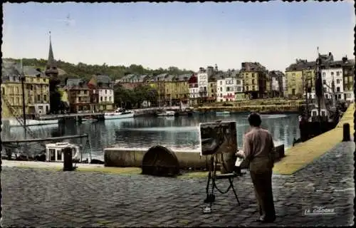 Ak Honfleur Calvados, Le pittoresque vieux bassin