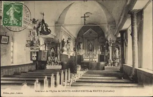 Ak Sainte Marguerite de Viette Calvados, Interieur de l'Eglise