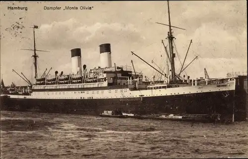 Ak Hamburg, Dampfer Monte Olivia im Hafen, HSDG