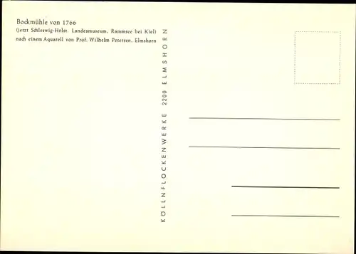 Künstler Ak Petersen, Wilhelm, Bockmühle von 1766, Windmühle