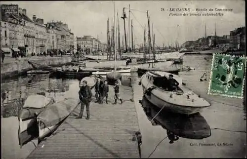 Ak Le Havre Seine Maritime, Bassin du Commerce, Ponton des canots automobiles