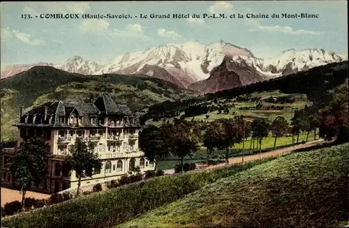 Ak Combloux Haute Savoie, Le Grand Hôtel du P. L. M. et le Mont Blanc