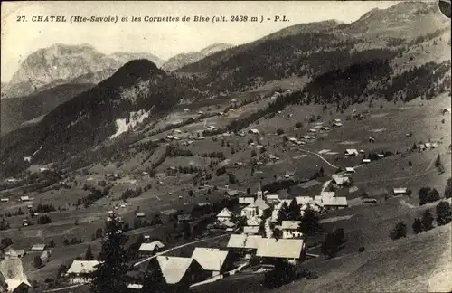 Ak Chatel Haute Savoie, Ort mit Umgebung, les Cornettes de Bise