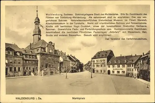 Ak Waldenburg in Sachsen, Marktplatz, Rathaus