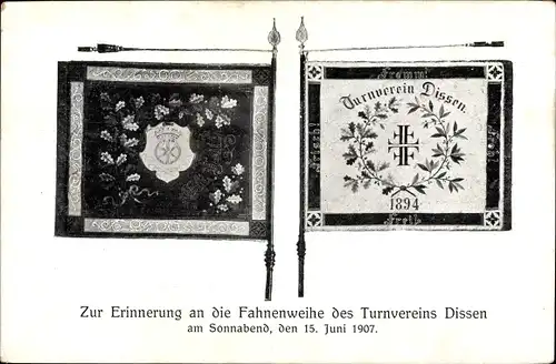 Ak Dissen am Teutoburger Wald, Fahnenweihe des Turnvereins am 15. Juni 1907