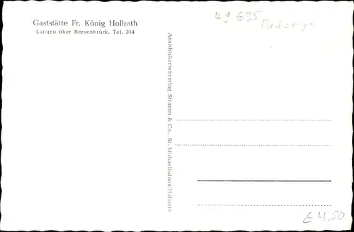 Ak Langen Badbergen im Artland, Gaststätte Fr. König Hollrath