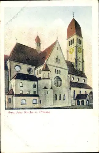 Ak Pfersee Augsburg in Schwaben, Herz Jesu Kirche