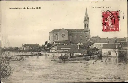 Ak Les Ponts de Cé Maine et Loire, Inondations de Fevrier 1904