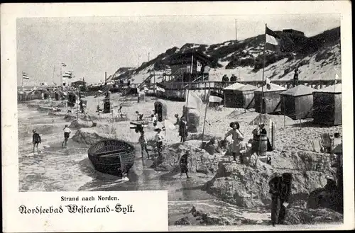 Ak Westerland auf Sylt, Strand nach Norden