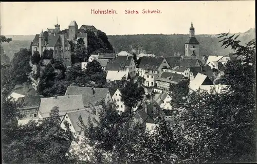 Ak Hohnstein Sächsische Schweiz, Blick auf den Ort