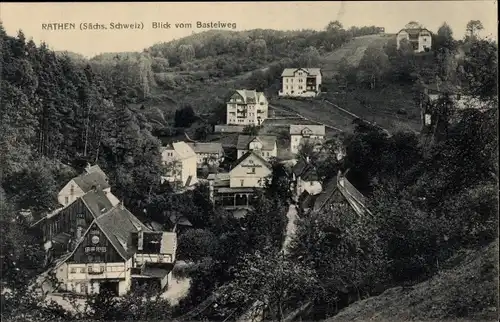 Ak Rathen an der Elbe Sächsische Schweiz, Blick vom Basteiweg