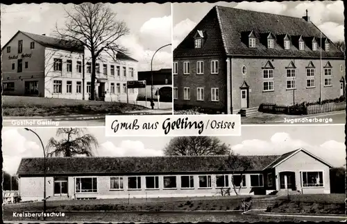 Ak Gelting Landschaft Angeln Schleswig Holstein, Jugendherberge, Gasthof Gelting, Kreisberufsschule