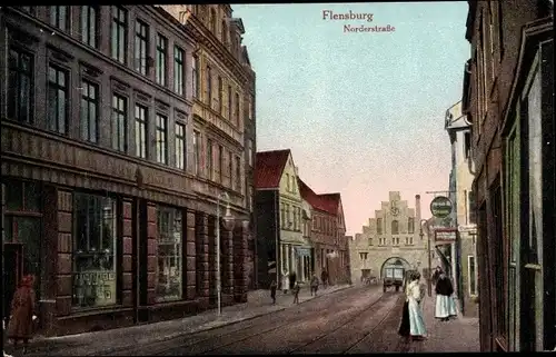 Ak Flensburg in Schleswig Holstein, Norderstraße