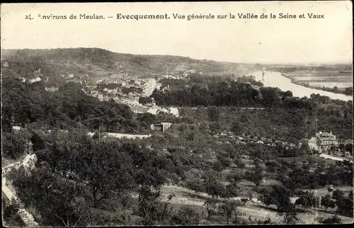 Ak Evecquemont Yvelines, Vue generale sur la Vallee de la Seine et Vaux