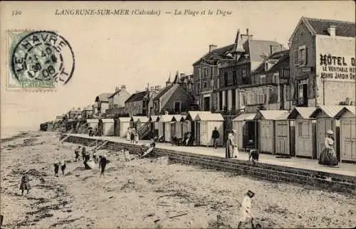 Ak Langrune sur Mer Calvados, La Plage et la Digue