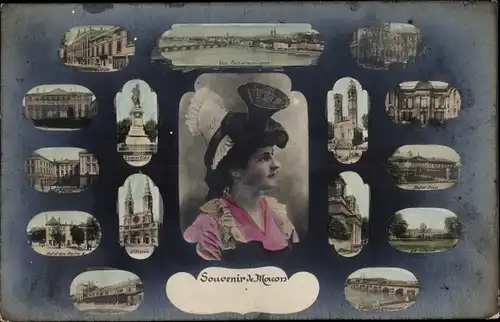 Ak Mâcon Saône-et-Loire, Costume, Eglise, Monument, Pont