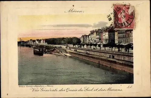 Ak Mâcon Saône-et-Loire, Quais du Sud, Marans