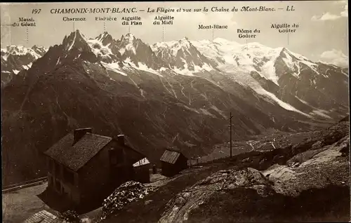 Ak Chamonix Mont Blanc Haute Savoie, La Flegere et vue sur la Chaîne du Mont Blanc