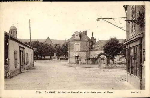 Ak Changé Sarthe, Carrefour et arrivee par Le Mans