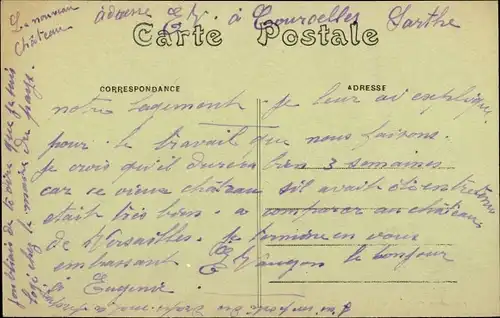 Ak Courcelles Sarthe, 2. Chateau de Vadre