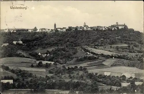 Ak Waldenburg in Sachsen, Fernblick zum Ort