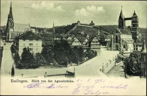 Ak Esslingen am Neckar, Blick von der Agnesbrücke
