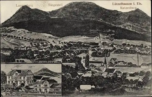 Künstler Ak Lutzelhouse Lützelhausen Elsass Bas Rhin, Langenberg, Katzenberg, Hotel zum Bahnhof