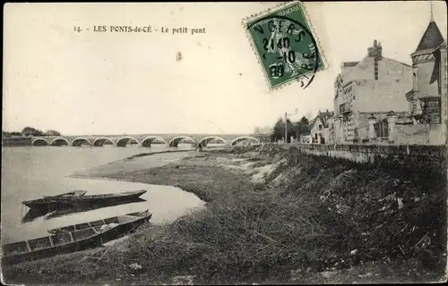 Ak Les Ponts de Cé Maine et Loire, Le Petit pont