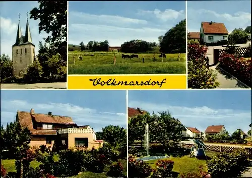 Ak Volkmarsdorf Groß Twülpstedt in Niedersachsen, Kirche, Weide, Dorfpartie, Geschäft J. Tepel