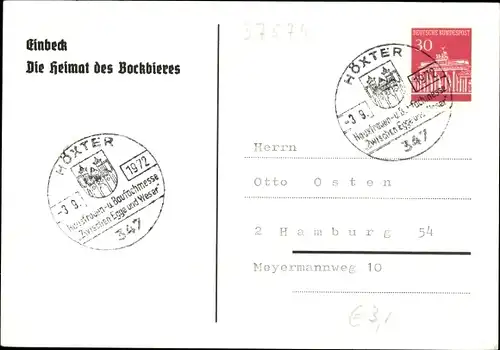 Ak Einbeck Niedersachsen, Historicher Einbecker Bierzug, Reitpostkurs München Vergissmeinnicht 1969