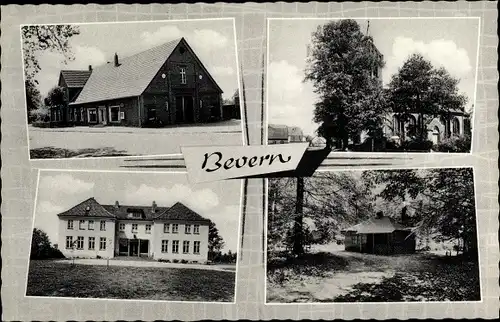 Ak Bevern Niedersachsen, Gasthaus, Kirche, Gebäude, Waldhütte