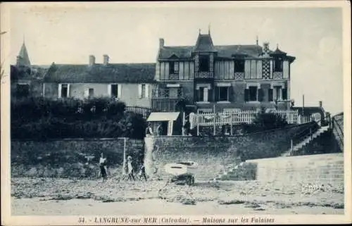 Ak Langrune sur Mer Calvados, Maisons sur les Falaises