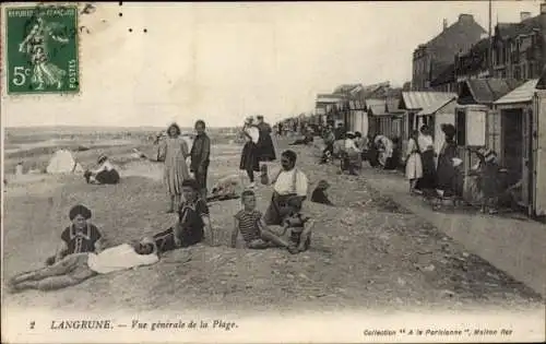 Ak Langrune Calvados, Vue generale de la Plage