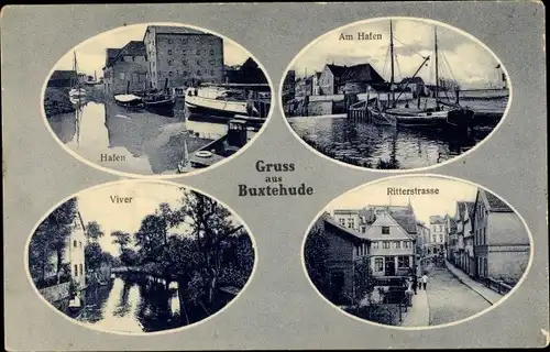 Passepartout Ak Buxtehude in Niedersachsen, Hafen, Viverpartie, Ritterstraße