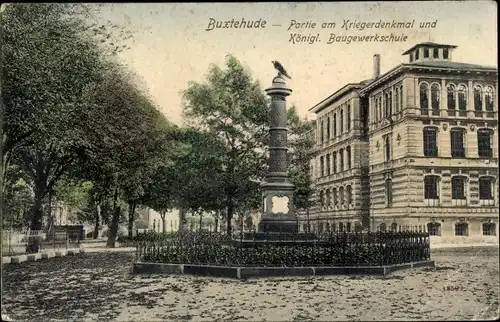 Ak Buxtehude in Niedersachsen, Kriegerdenkmal, Königliche Baugewerkschule