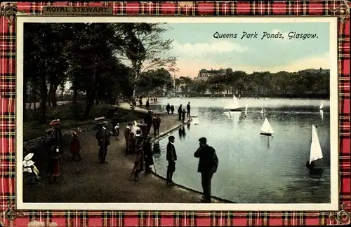 Passepartout Ak Glasgow Schottland, Queens Park Ponds