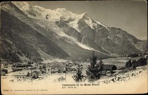 Ak Chamonix Mont Blanc Haute Savoie, Teilansicht mit Mont Blanc